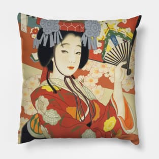Japanese Fashion Vintage Poster Pillow