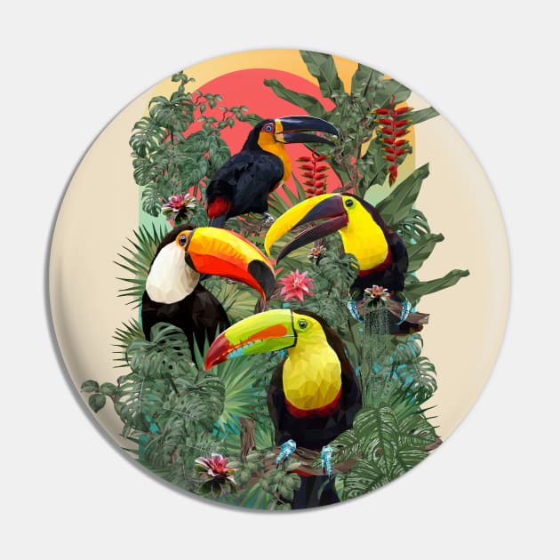 Polygonal Amazon plants and toucan birds. Pin by Lewzy Design