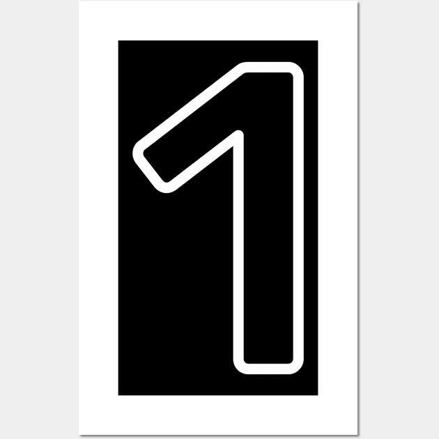 Simple White Number One Symbol - Outline - Number One - Posters and Art  Prints