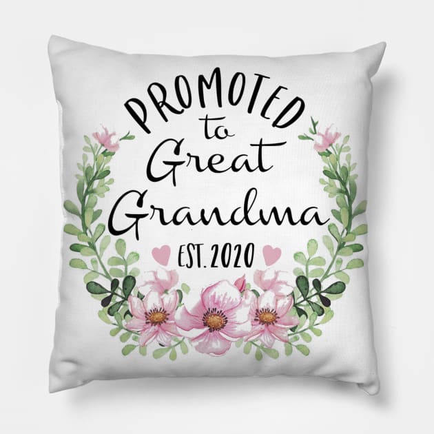 Promoted to Great Grandma est 2020 Baby announcement Pillow by adrinalanmaji