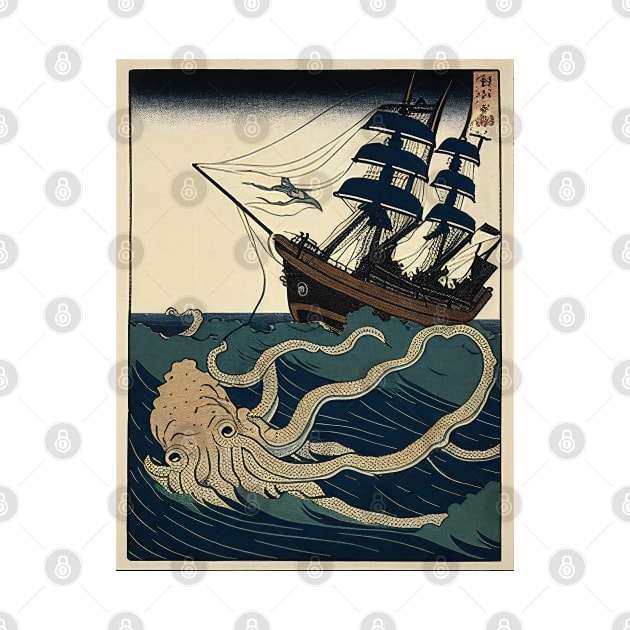 Giant Squid Attacking A Ship by Walter WhatsHisFace