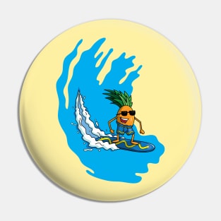 Cool pineapple surfing in the ocean Pin