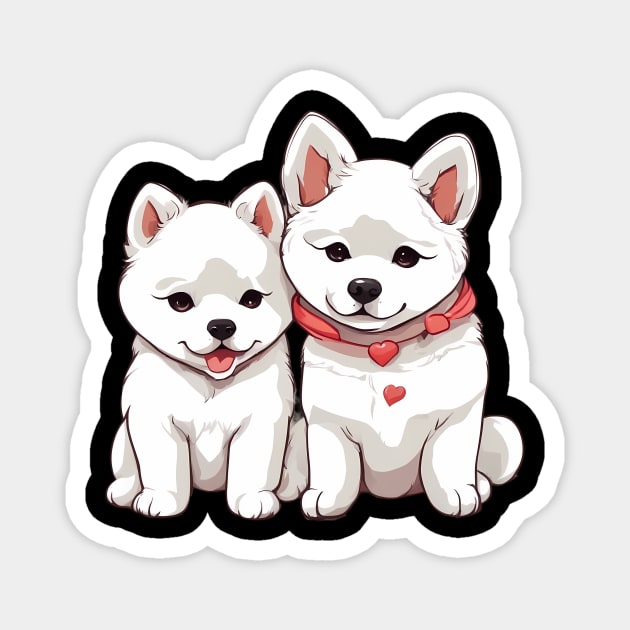 white akita dog Magnet by animegirlnft