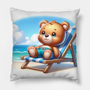 Teddy at the Beach Pillow