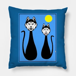 Dog Couple Whimsical Comic Surreal Print Pillow