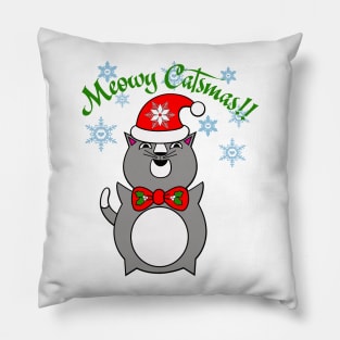 Funny Christmas Cat Meowy Catsmouse Pillow