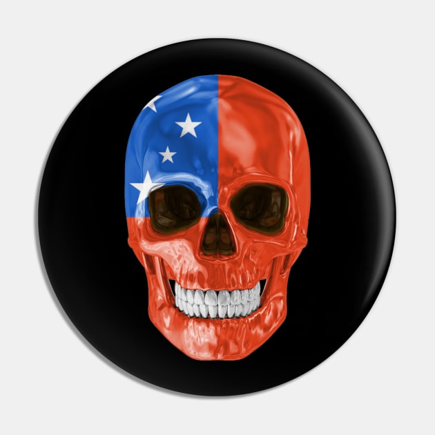 Samoa Flag Skull - Gift for Samoan With Roots From Samoa Pin by Country Flags