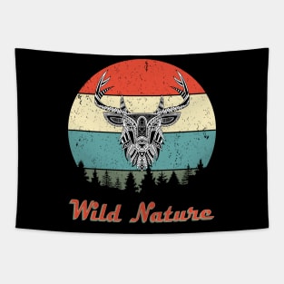 Wild Nature Deer White Abstract Sunset Tapestry