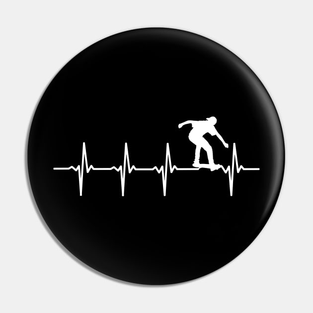 Skating Heartbeat Gift For Skaters & Skateboarders Pin by OceanRadar