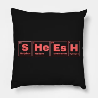 Sheesh Text Periodic Table Slogan Red Pillow