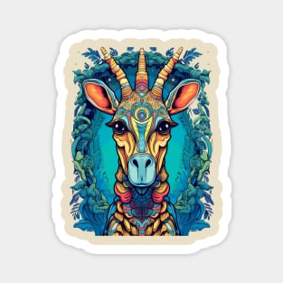 Abstract Psychedelic Giraffe Portrait Magnet