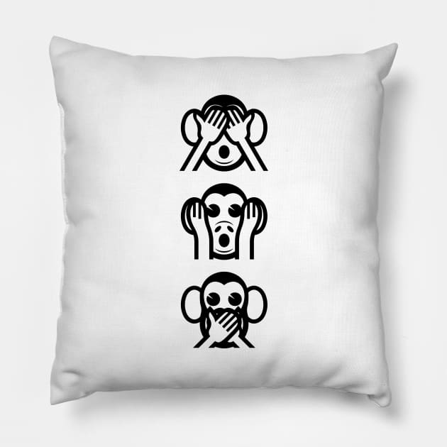 3 Wise Monkeys Emoji Pillow by tinybiscuits