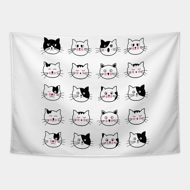 Emotional Cat Face Tapestry by William Edward Husband