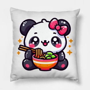 Panda Girl Eating Ramen Pillow