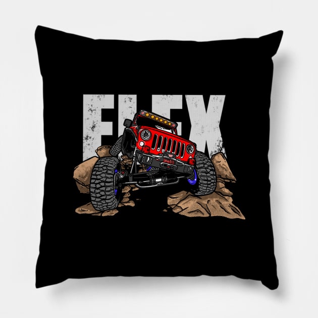 Red Jeep Flex Pillow by 4x4 Sketch