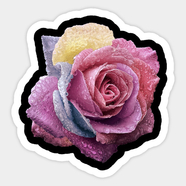 Purple Rose Abstract Art Flower Colorful Brush Painting Digital Art Rose Flower Sticker Teepublic