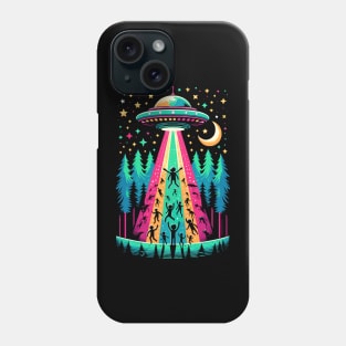 Galactic Festivity: Colorful UFO Abduction Party Design Phone Case