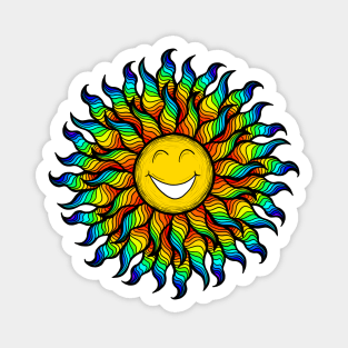 SUPER HAPPY SUN RAINBOW SUNSHINE Psychedelic Sunshine Magnet