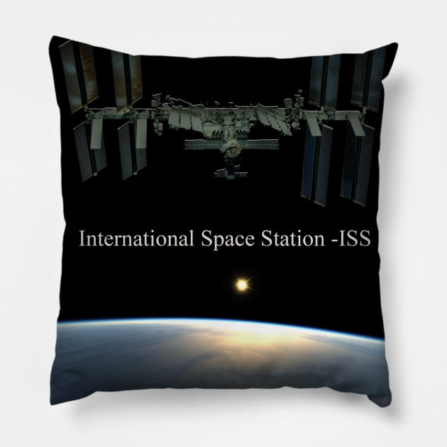 International Space Station - ISS Pillow by Caravele