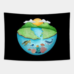 Peaceful World, Summer Vibe, Hand Drawings Tapestry