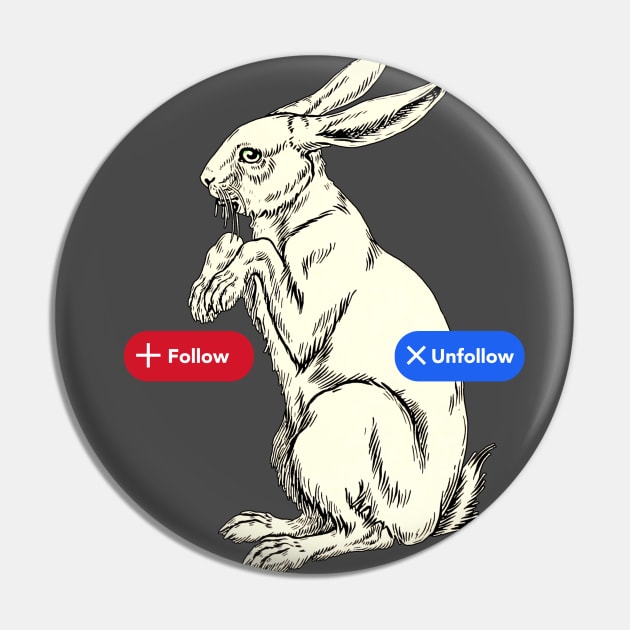 Follow/Unfollow the White Rabbit Pin by sticks and bones vintage