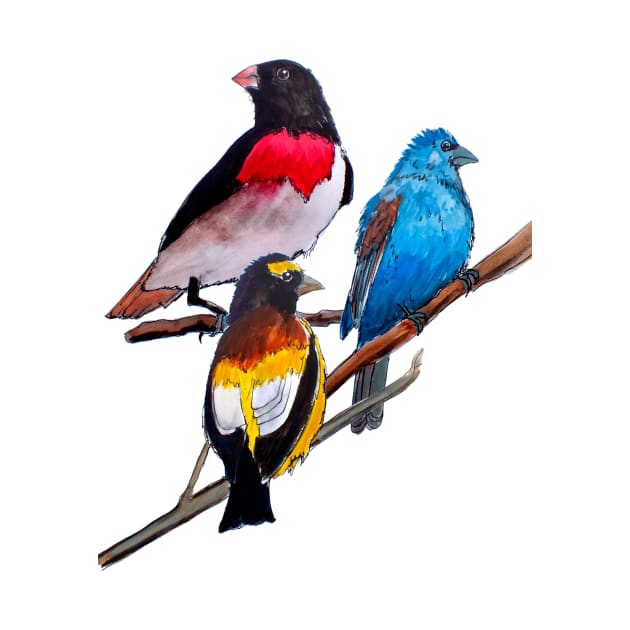 Colorful Grosbeaks by julyperson