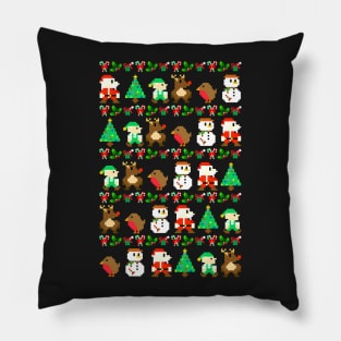 8-Bit Retro Video Game Ugly Christmas Sweater Pillow