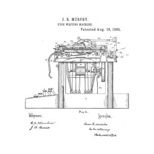 Type Writing Machine Vintage Retro Patent Hand Drawing Funny Novelty Gift T-Shirt