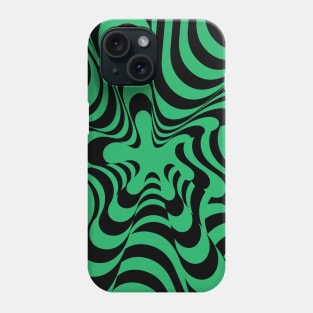 Abstract Groovy Retro Liquid Swirl in Black Green Phone Case