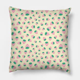 Pink Strawberry Pattern Pillow