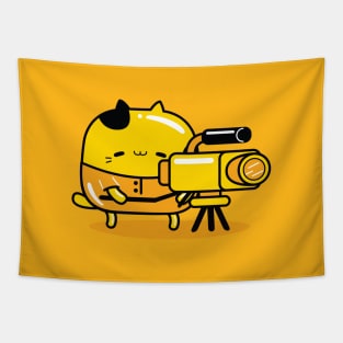 yellow cat cameramen profession Tapestry