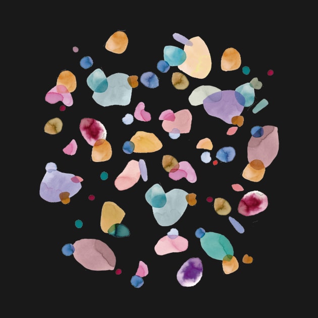 Terrazzo Watercolor Pebbles Multicolored by ninoladesign