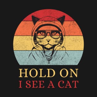 Cat Lover Cat Mom Funny Hold On I See A Cat T-Shirt