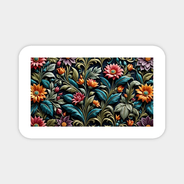 Engraved flowers Magnet by Aeons