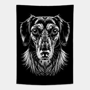 Dachshund Dog Head Black and White Tapestry