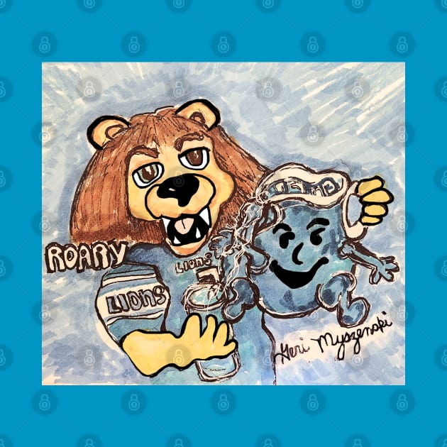 Detroit Lions Roary Drinking the Honolulu Blue Kool Aid by TheArtQueenOfMichigan 