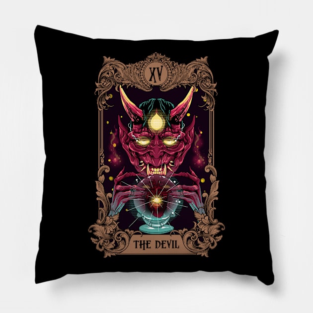 Major Arcana Tarot Card The Devil XV Halloween Pillow by E