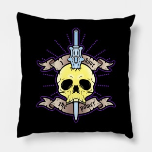 Skull Villain Tattoo 80's Superhero Quote Pillow