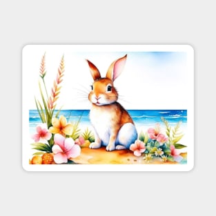 Watercolor Easter Bunny Beach Magnet