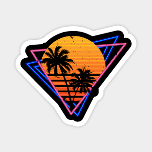 Distressed 80s Inspired Retro Sunset Magnet