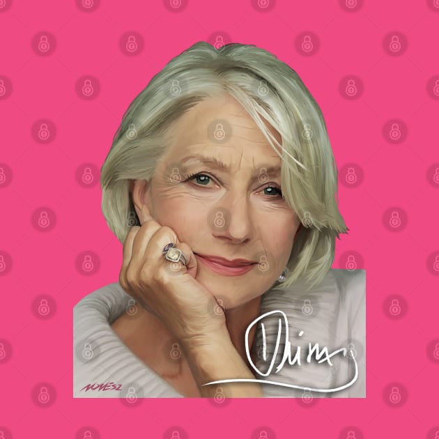 Helen Mirren Signed Portrait by Nonesz Workshop