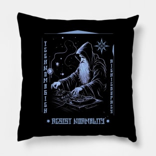 Techno Music Wizard - Resist Normality - Techno rave music Pillow