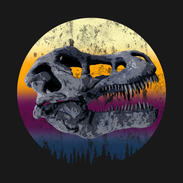 Tyrannosaurus Rex Skull In A Beautiful Sunset by MerlinArt