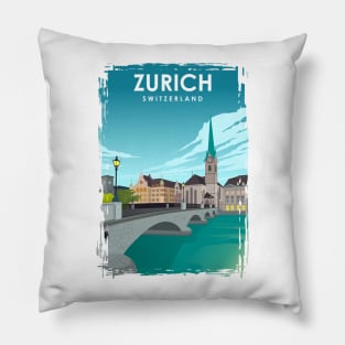 Zurich Vintage Minimal Travel Poster Pillow