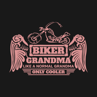 Biker Grandma Like Normal Only Cooler Pink with Skeleton Bike T-Shirt