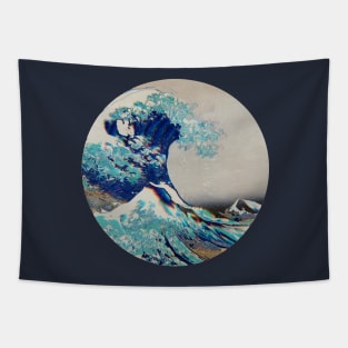 Trippy Aesthetic The Great Wave off Kanagawa circle Tapestry