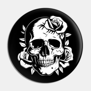 gothic skull with roses Pin