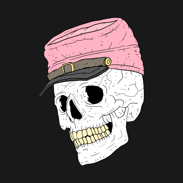 a skull with a pink civil war cap. by JJadx