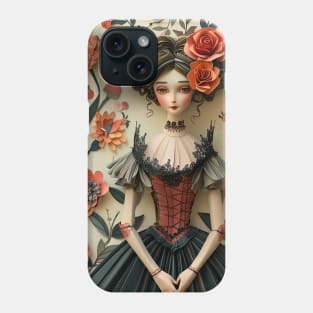 Cute paper doll in Victorian dress Phone Case