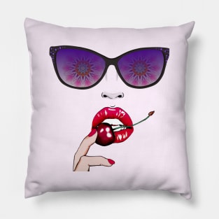 Cherry Lips Cool Sunglasses Pillow